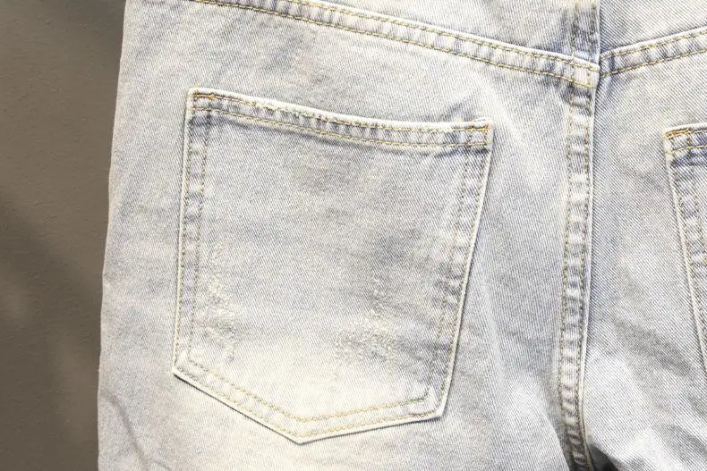 High Quality New Summer Korean Luxury Clothing Design Men's Casual Denim Shorts Distressed Cat Whisker Streetwear Short Pants