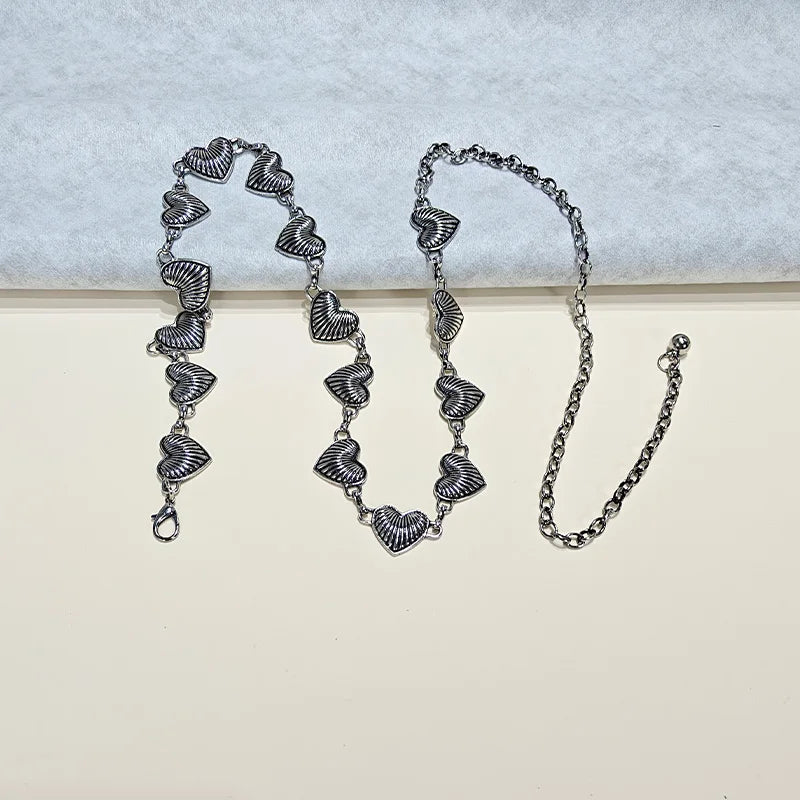Vintage Women Waist Chain Belt Female Metallic Love-Heart Punk Gothic Accessories conch Metal Body Jewelry Dress Jeans Waistband