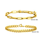 2pcs Men's Cuban Chain Bracelets,Stainless Steel Rectangular Chain Bracelet,Hiphop Causal Jewelry Gift