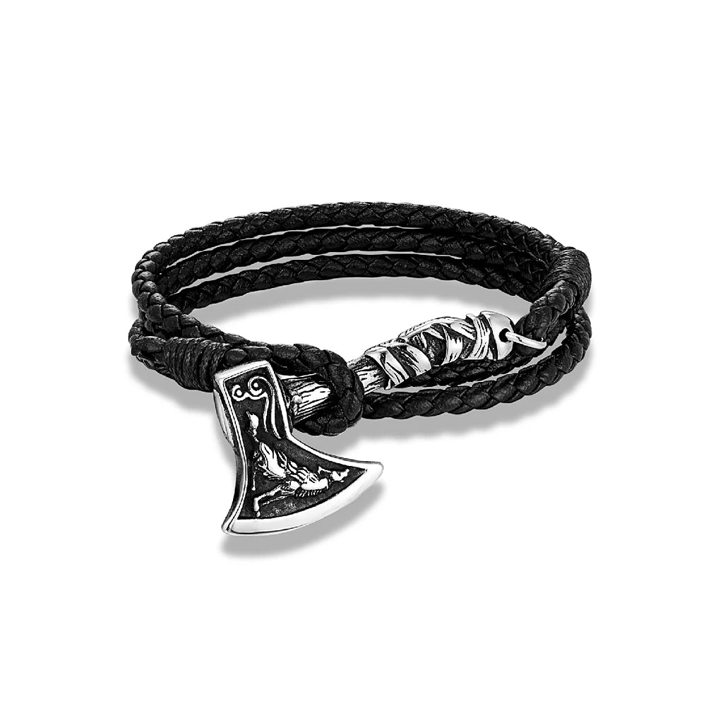 PENDRA Vikingaxe Leather Cord Viking Axe Bracelet