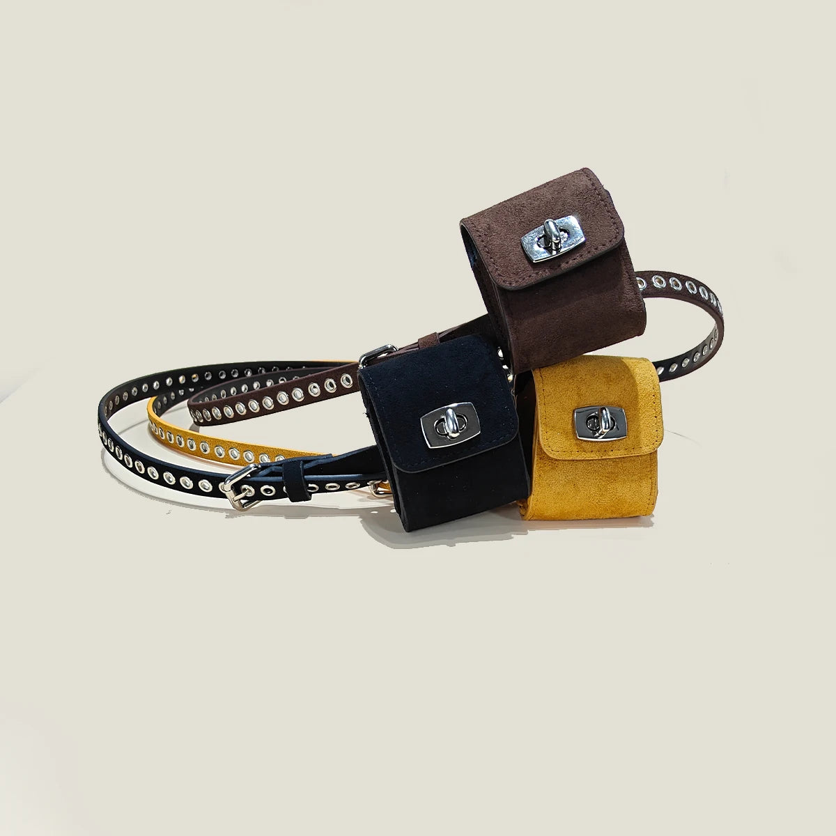 Luxury Desiner Suede leather Belt Bag key small bag for easy carrying wireless headphone bag purse Jeans Dress Waistband