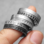 PENDRA Runes Rhinestone Boyfriend Steel Ring