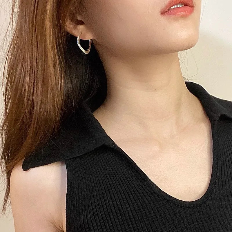 PENDRA Geometry 925 Sterling Silver Hoop Earrings