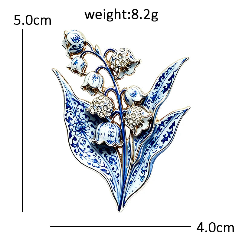 PENDRA Lilia 2-Color Enamel Rhinestone Lily Brooch