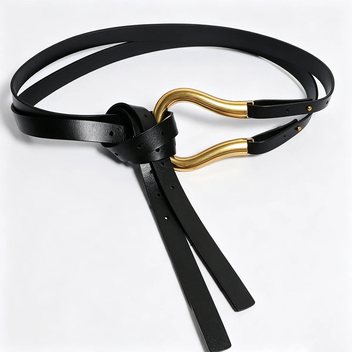 Women's Instagram Genuine Leather Belt European and American Fashion Versatile Horseshoe Buckle Decoration Suit with Dress Shirt