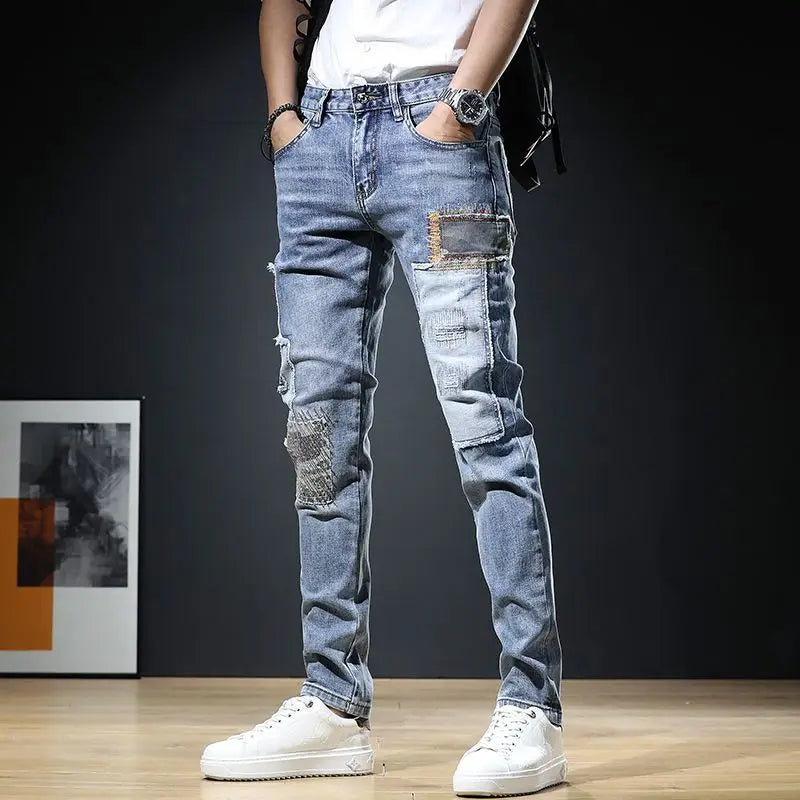Spring Summer New Vintage Casual Slimming Straight-Leg Pants Washed Loose Micro-Cone Workwear Jeans for Men Man Clothes