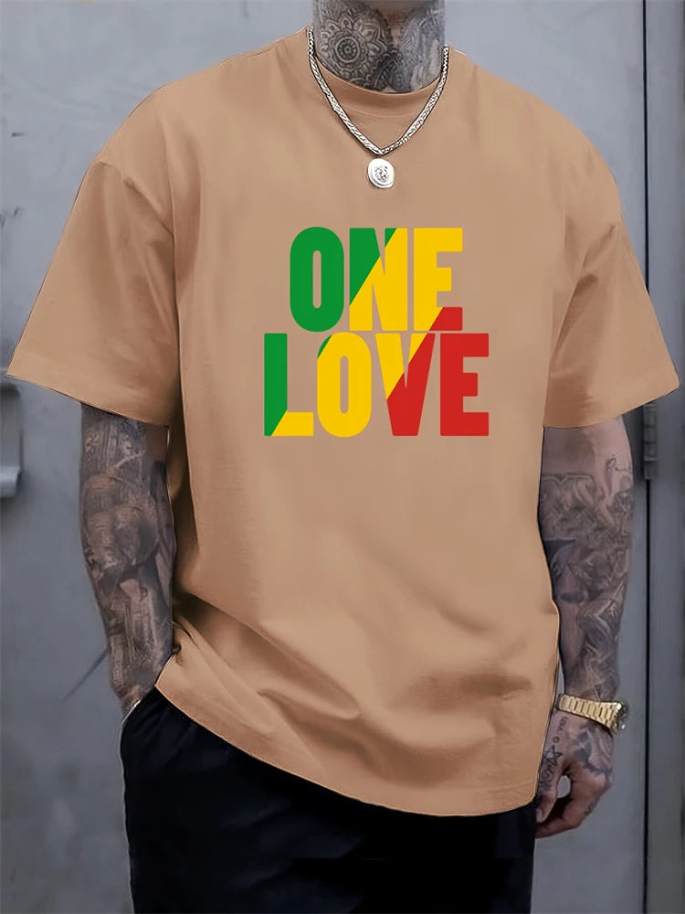 PENDRA One Love Rasta Jamaican Reggae Tee Short-Sleeve T-Shirt
