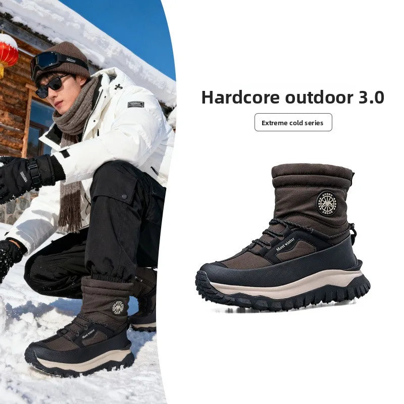 -30c Winter Waterproof Non-slip Cotton  Thick-soled Cold-proof High-top Men's Mountaineering Outdoor Thickened Warm Snow Boots