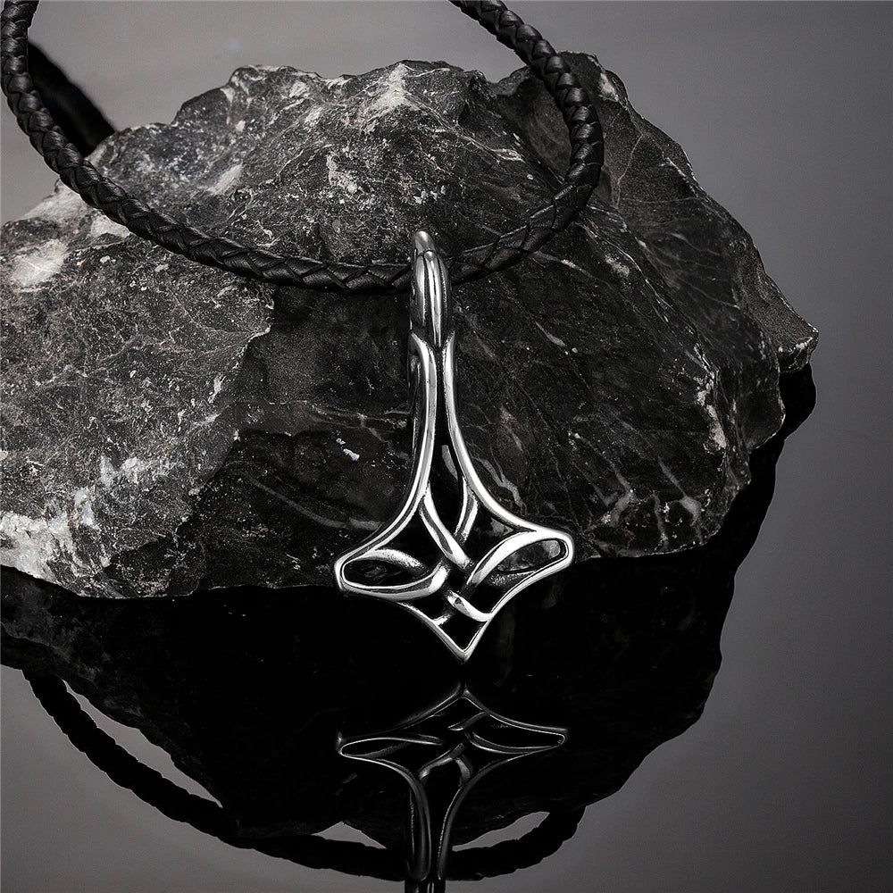 PENDRA Celtic Knot Rune Steel Necklace
