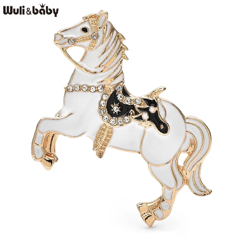 Wuli&baby 4-color Enamel Running Horse Brooch Pins Zodiac Horse New Year Women Kid's Clothes Backpack Brooches Badge Gifts