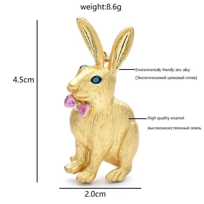 Wuli&baby Handsome Rabbit Brooches For Women Unisex Good Quality 2-color Enamel Lovely Rare Animal Party Brooch Pins Gifts