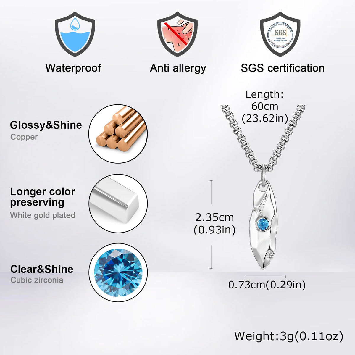 Blue Wishing Stone Necklaces for Men Boys,Trendy Hip Hop Metal Pendant Necklaces,Vintage Birthday Party Male Jewelry Gift