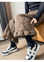Elastic waist design down pants women winter cold resistant and warm high waist loose hanging casual straight leg pants