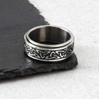Viking Celtic Knot Rune Ring for Men,Stainless Steel Worry Stress Relief Knuckle Rotating Ring,Vintage Jewelry Gift