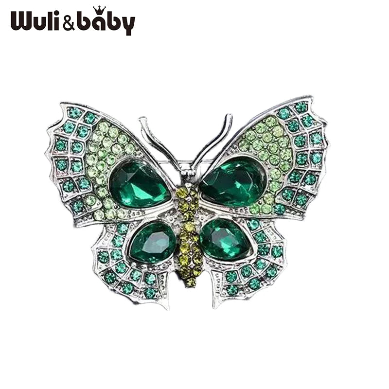 PENDRA Shimmering Butterfly Rhinestone Brooch