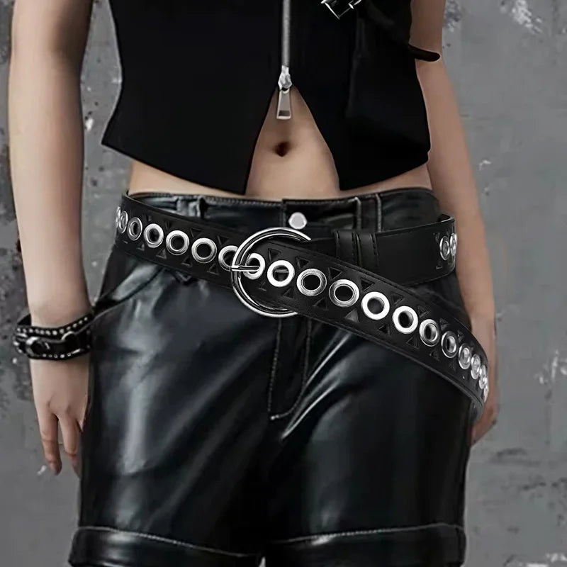 Unisex Runway Punk Leather Belt Female Fashion Rivet Gothic Decoration Wide Waistband For Women Gift For Women Y2K Jeans Belt