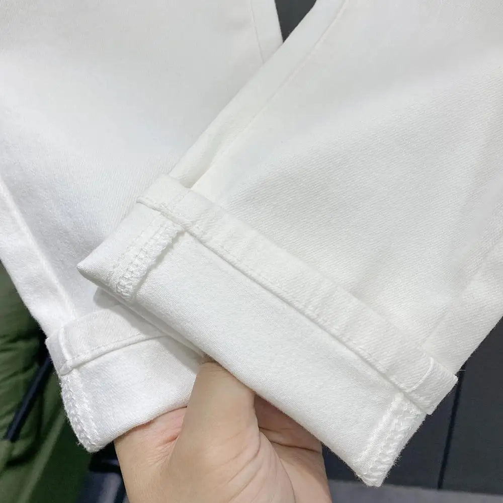 Ripped Jeans Men's Summer Thin Casual Elastic Versatile White Jeans Men's Korean Trendy Pants denim men clothing cargo pants