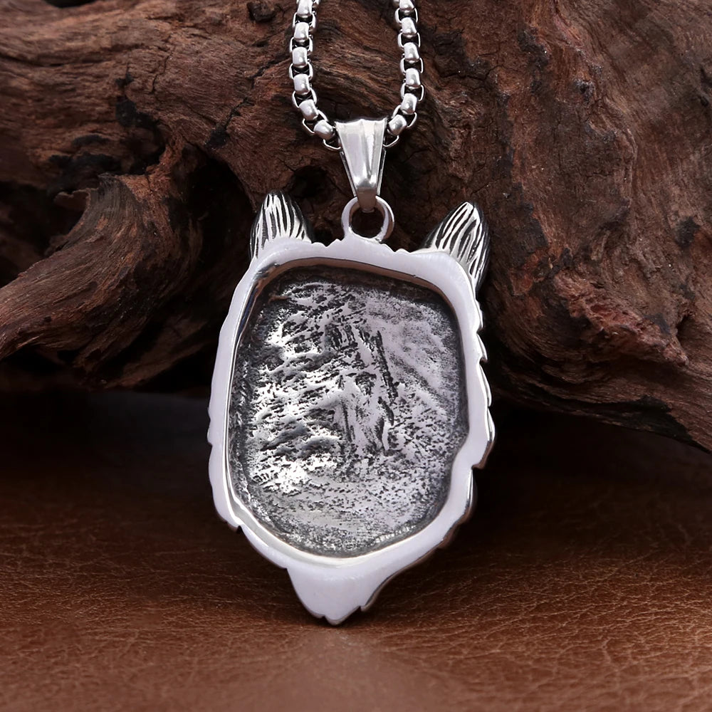 PENDRA Vikingwolf Stainless Steel Wolf Head Pendant