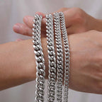 6-12MM Cuban Chain Mens Bracelet,Waterproof Stainless Steel Curb Link Chain Wristband,Punk Jewelry Gifts