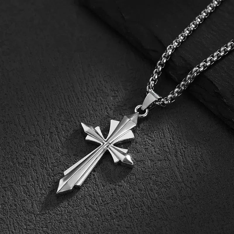 PENDRA Geocross Simple Geometric Stainless Steel Cross Pendant