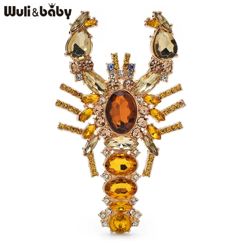PENDRA Luxe Lobster Rhinestone Animal Brooch