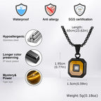 Stylish Square Pendant Necklaces for Men,Small Geometric Natural Stone Stainless Steel Pendant,Center Zircon Collars Gift