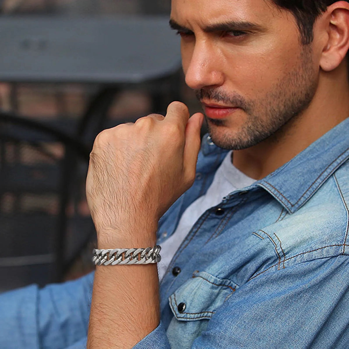 PENDRA Cuban Silver Chunky Bracelet
