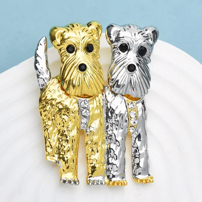 PENDRA Two Dogs Puppy Animal Brooch