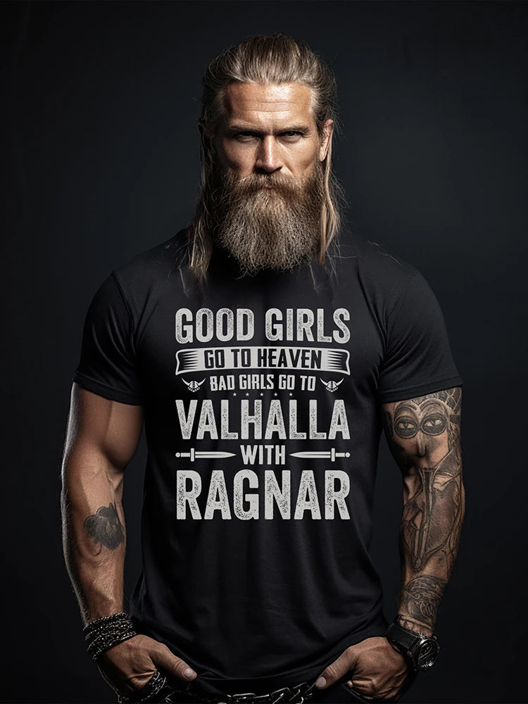 Summer Everyday Casual Men's T-shirt Fashionable Street Men's T-shirt Outdoor Sports Comfort Men's Short Sleeve Top Viking Print
