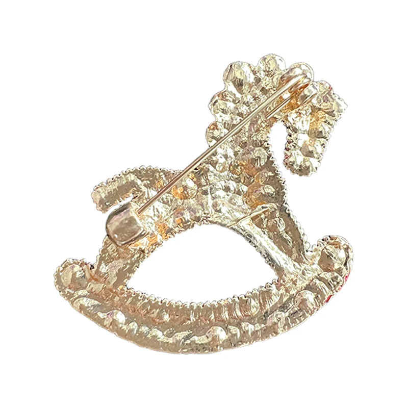 PENDRA Carousel Red-Bead Rocking Horse Brooch