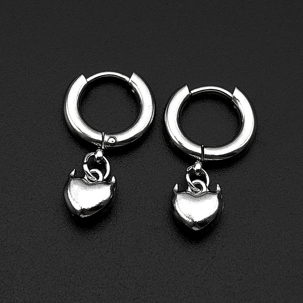 PENDRA Devilheart Horn Huggie Hoop Earrings