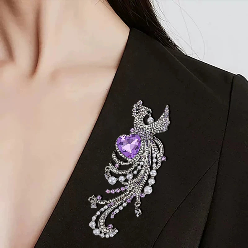 Wuli&baby Luxury Big Bird Brooches For Women Unisex Rhinestone Alloy Beautiful Animal Party Office Brooch Pins Gifts