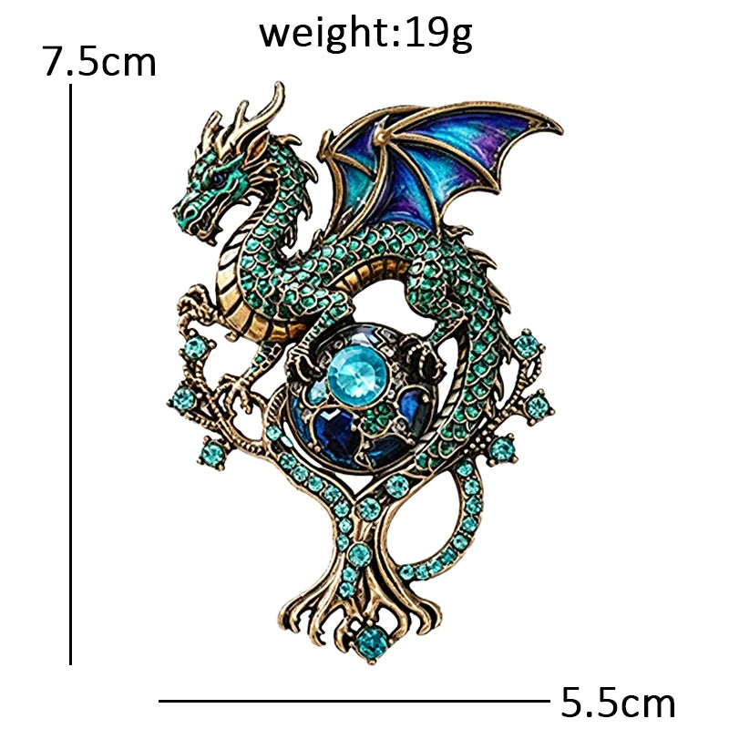 PENDRA Dragon US-Flag Animal Brooch