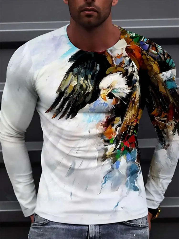 PENDRA Eagle Long Sleeve Print T-Shirt
