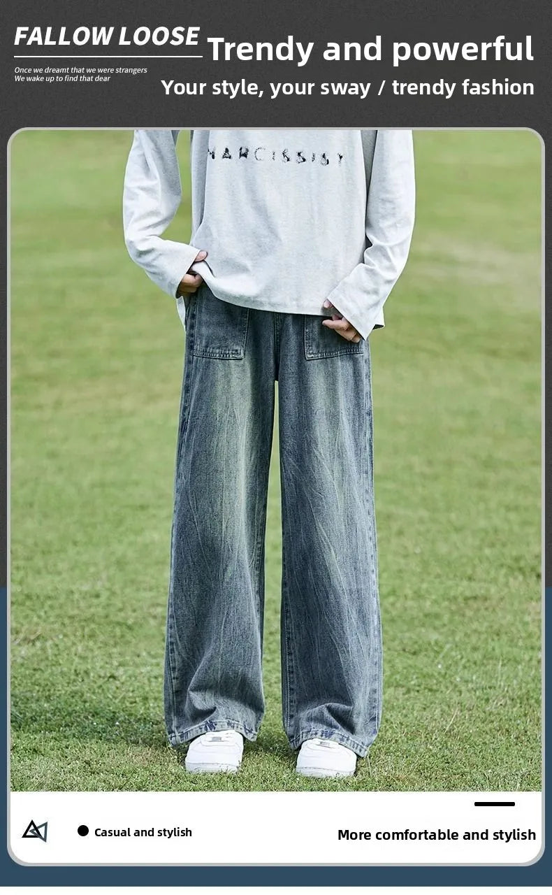 PENDRA Washed Cracked Brand Jeans