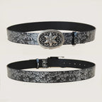 PENDRA Velaeva Leather Floral Buckle Western Belt