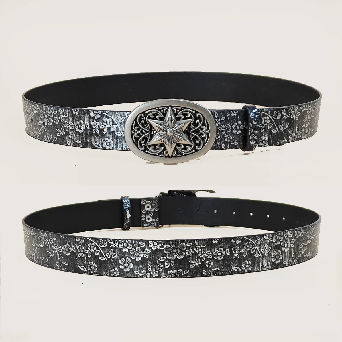 SnowFlower Buckle Pattern PU Leather Belt Fashion Casual Jeans Belt Western Cowboy Belt For Men Women High Quality Male Strap