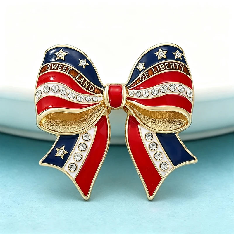 PENDRA Americana Flag Bowknot Brooch