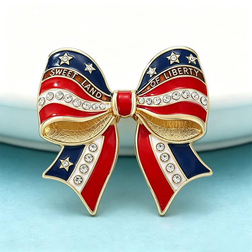 PENDRA Americana Flag Bowknot Brooch