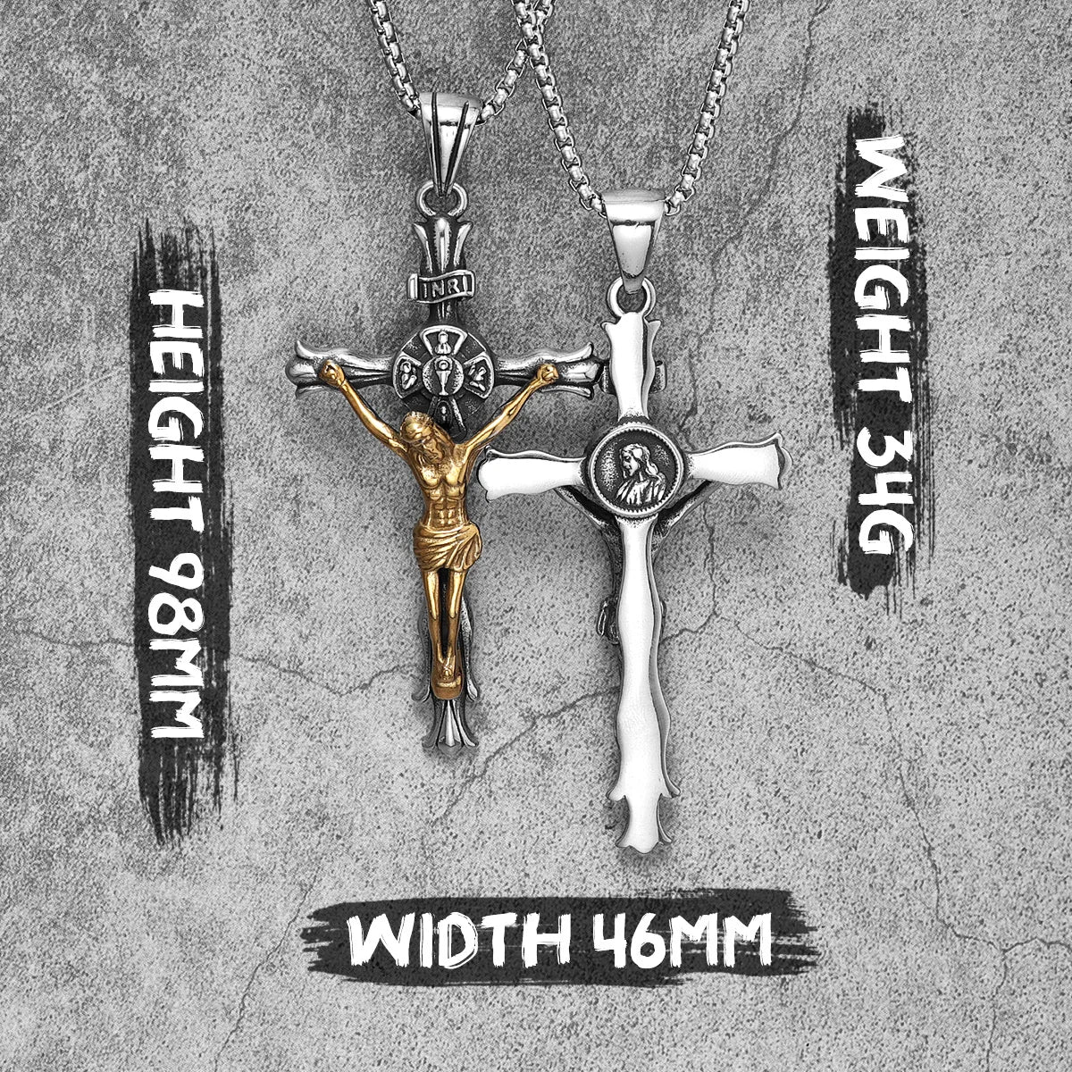 PENDRA INRI Jesus Cross Steel Necklace