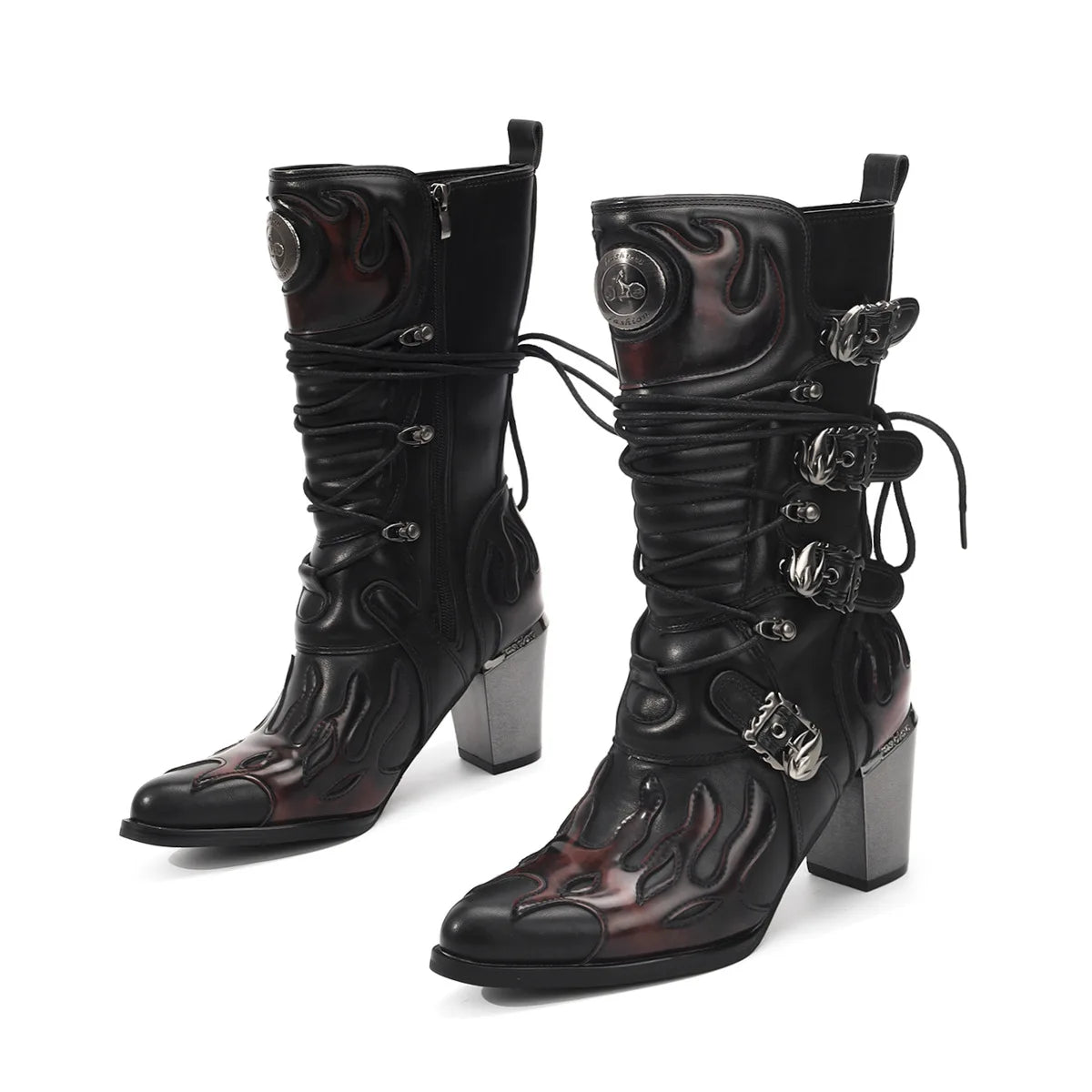 PENDRA Zipper Polish Flame Boots