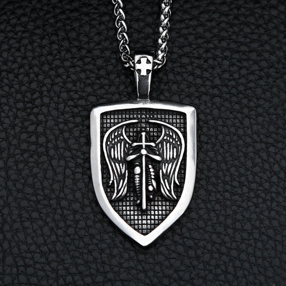 PENDRA Michaelguardian Punk 316L Stainless Steel Archangel Necklace