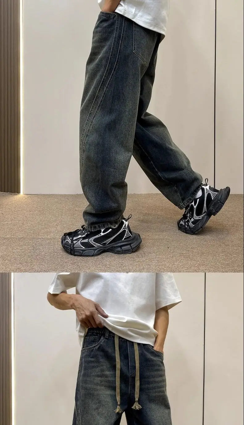 PENDRA Washed Straight Wide Pants