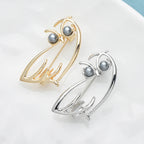 PENDRA Pearl Eye Owl Metal Brooch