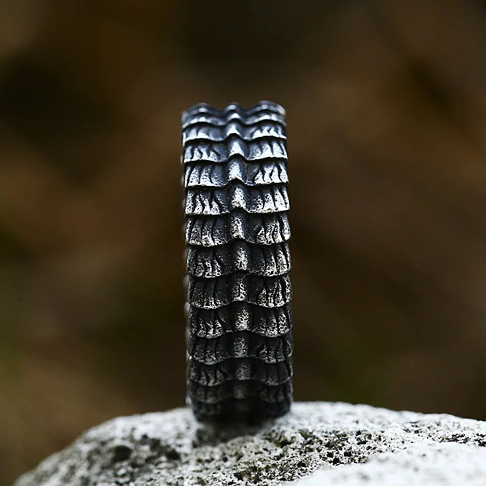 PENDRA Dragonscale Punk Stainless Steel Dragon Scale Ring