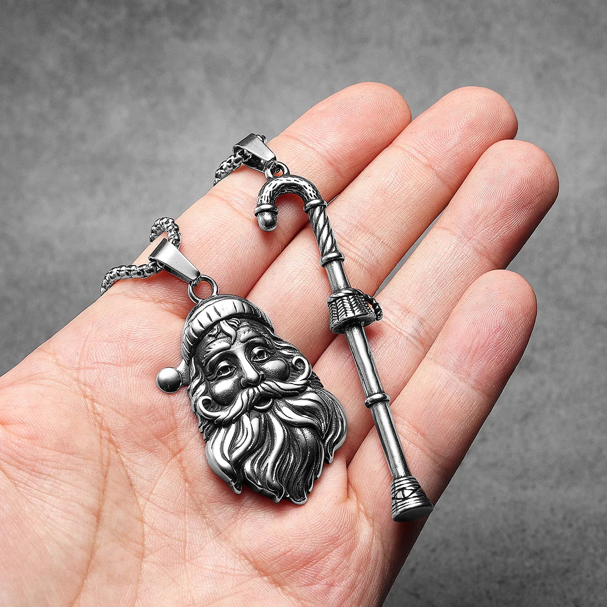 Christmas Candy Cane Men Necklaces Stainless Steel Pendant Chain Women Fashion Jewelry Punk New In Accessories Gifts Wholesale