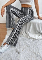 Vintage Boho Spring Floral Print Casual Pants Fashion new high elasticity tight fitting micro flared Yoga Joggers pants