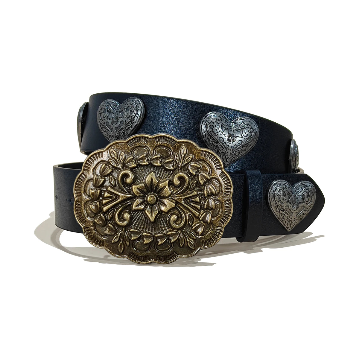 Vintage Carved Gemstone Buckle Floral Rivet Waist Belt For Ladies Daily Wear Y2k Punk Belt Sweet Cool Hot Girl Jeans Waistband