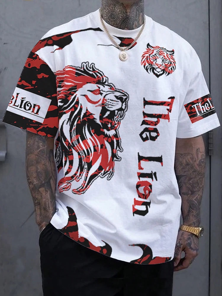 PENDRA Short-Sleeve Lion Print T-Shirt