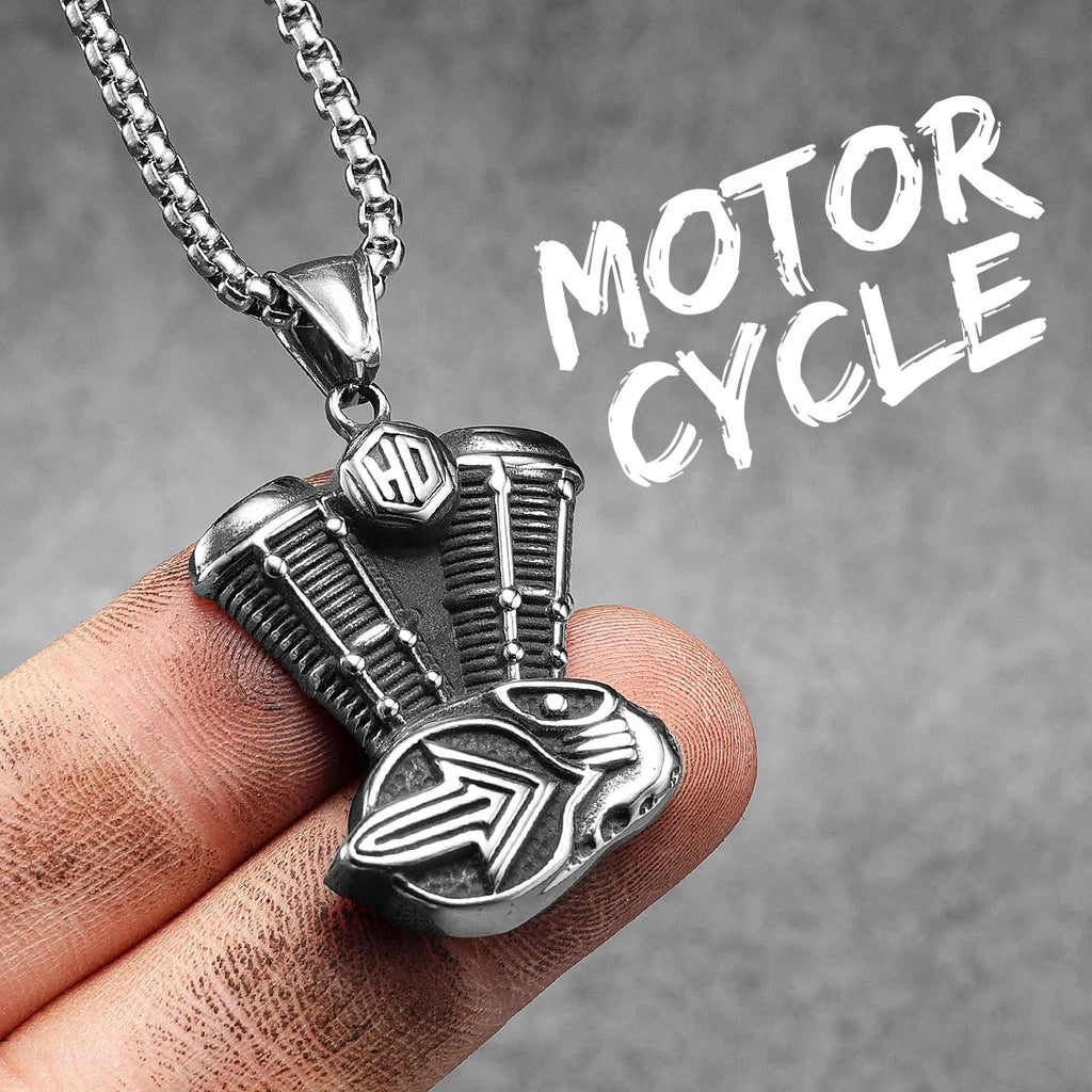 PENDRA Motorcycle Rider Route66 Steel Necklace